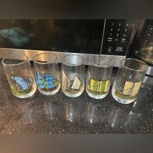 Vintage 1970s Brockway Historic Sailing Ship Collection Drinking Glasses
